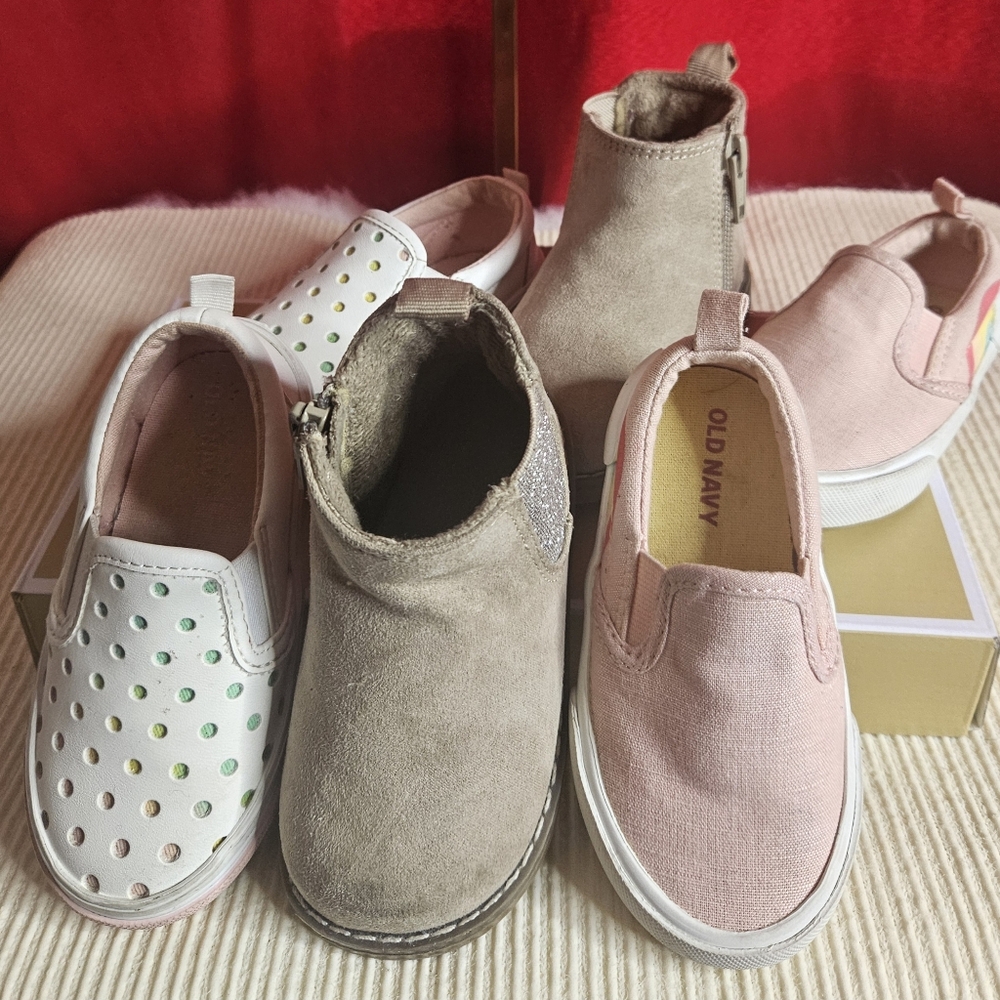 Bundle Set Of 3 Toddler Shoes Old Navy Girls Slip-On & Tan H&M Boots Size 5